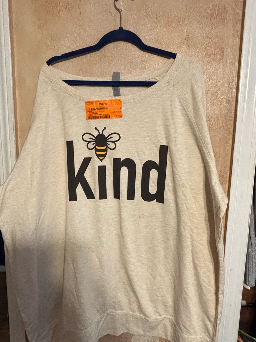Bee Kind Plus 4x  Bee Graphic Long Sleeve Top - Cream